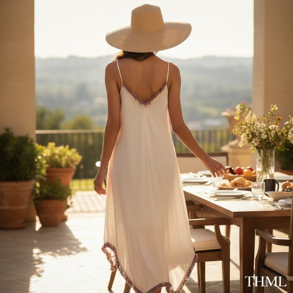 THML Multicolor Striped Sleeveless Fringe Hem Maxi Dress S - Picture 7 of 10